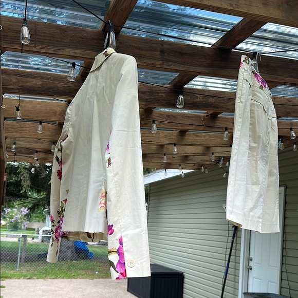 Harve Benard Women’s Suit Cream w/Floral Design Blazer 10 & Skirt 14 VINTAGE 80s - Picture 10 of 11